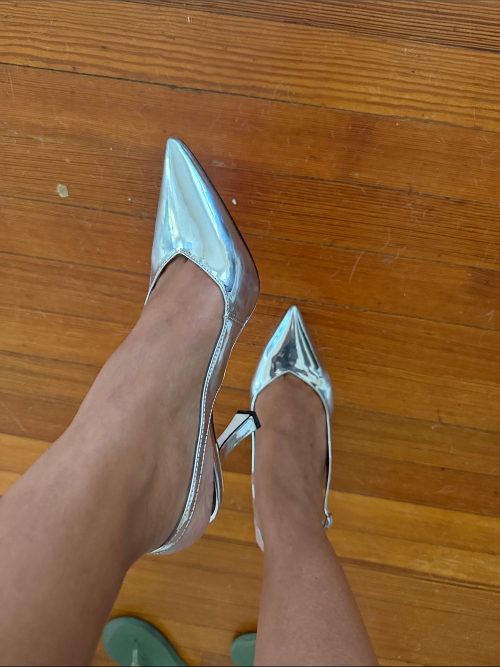 Jessica Simpson Metallic Silver Pointed Slingback Heels